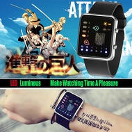 【Local Stock】Anime Attack on  titan Hatsune Miku SAO One Piece Watch Creative Luminous LED Digital Watch Calendar Watch