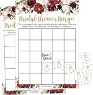 25 Pink Flower Bingo Game Cards for Bridal Wedding Shower and Bachelorette Party, Bulk Blank Squares