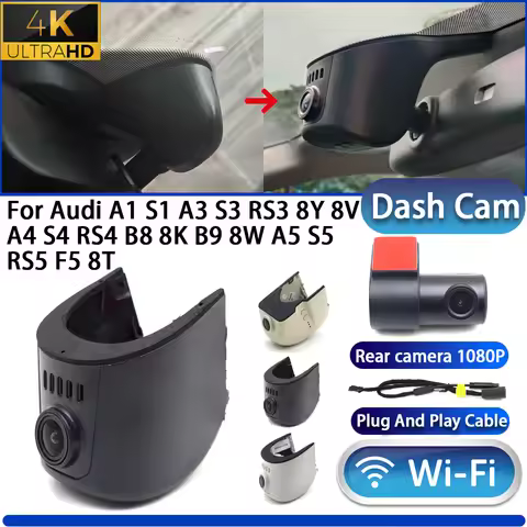 For Audi A1 S1 A3 S3 RS3 8Y 8V A4 S4 RS4 B8 8K B9 8W A5 S5 RS5 F5 8T 4K Dash Cam Camera DVR Wifi Plu