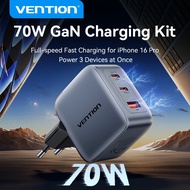 VENTION ADAPTER 70W GaN Charger Type C Quick Charge 4.0 3.0 USB Charger For iPhone 16 15 14 Pro Macb