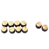 【 JJM MALL】-10Pcs Guitar AMP Amplifier Knobs Push-on Black+Gold Cap for Amplifier