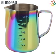 FLIPPE3U Milk Frother Cup, Dual Scale Markings 304 Stainless Steel Milk Frothing Pitcher, 20oz Capac