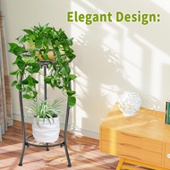 THKFUL Metal Plant Stands Indoor Outdoor, 2 Tier Tall Potted Plant Stand Plant Shelf Flower Pot Stan