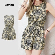 Lovito Boho Jumpsuit Pleated Spring/summer Jumpsuit for Women LK4LD2269