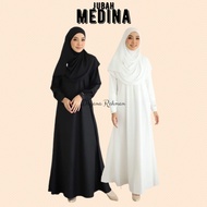 JUBAH MEDINA Jubah Muslimah Labuh Cotton High Grade Cutting Flare Jubah Umrah Haji Jubah Hitam Putih Pocket Ready Stock★X1120