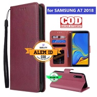 Flip Case Samsung Galaxy A7 2018 Flip Dompet Casing HP Flip Wallet Leather Cover