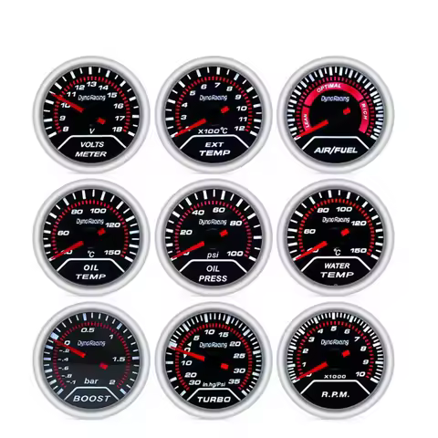Car Gauge Kit Boost EGT Water Oil Temp Press AFR Volt Tach Meter 2" 52mm Dynoracing