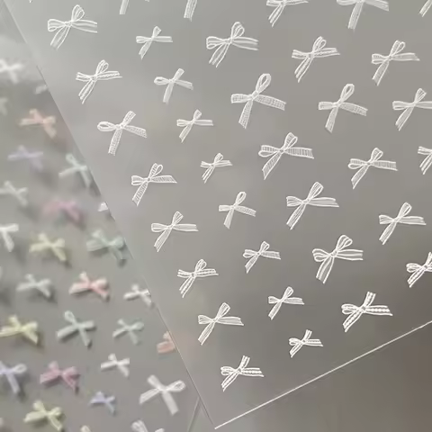 5D Relief Butterfly Nail Stickers Colorful Bow Ribbon Nail Decorations 3D Self-adhesive DIY Nail Sti