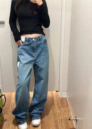 UniqloˉGod Pants! Fitting Room Spring Womens Wear Hyun-tasteful Style High Waist Slimming Wide Leg J