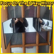 [Focus On The 3 Way Mirror]Premium 3 Way Mirror Matte Surface - Non-Slip Hooks & Adjustable Angles (