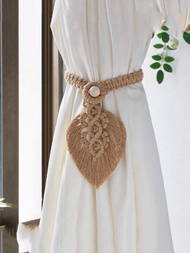 1入純手工編織的窗簾繩繫扣,簡約流蘇,葉子和珠飾裝飾