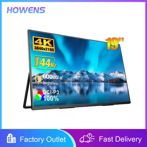Portable Monitor 19 Inch 4K UHD 144Hz 600nits Travel Gaming Monitor IPS Screen Display USB TypeC Por