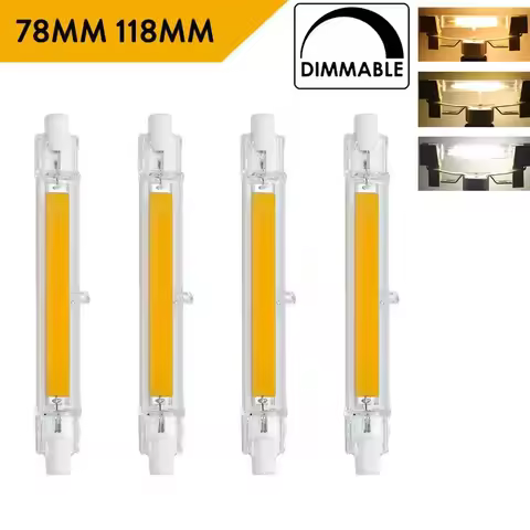 1-10Pcs Dimmable R7S COB LED Glass Tube 78MM 118MM 7W 15W 28W LED Light Bulb J78 J118 110V 220V LED