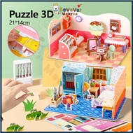 Bevavar Puzzle 3D Rumah DIY 3D House Puzzle Creative Play Educational Toy  Kids House Interior