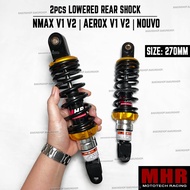 Yamaha Aerox V1 V2 Nmax V1 V2 Nouvo MHR BLACK 2 pcs Set Rear Shock 270mm Lowered Style PLug and play