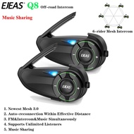 EJEAS Q8 motorbike helmet walkie-talkie support 6 people mesh Group Intercom IP67 waterproof smart m