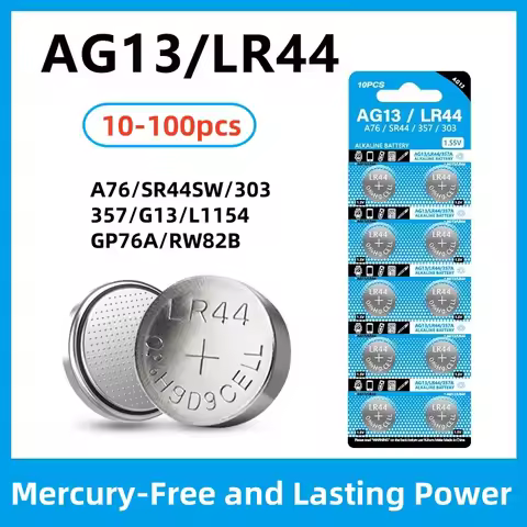 AG13 LR44 A76 357 357A LR1154 SR1154 SR44 1.55V Alkaline Battery For Watch Calculator Car Key Remote
