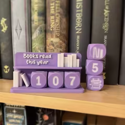 3D Printed 3D Book Read Counter Books Read This Year Sign Book Lover Sign Book Tracker Manual Counte
