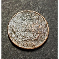 Sarawak Old Coin Rajah CV Brooke Half Cent ( 1/2 Cent) Year 1933 - Heavy Circulated