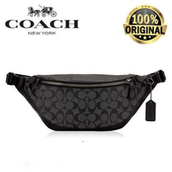 BIG SALE ! COACH Warren Belt Bag In Signature Black Waistbag - Tas Samping Pria Terbaru Kulit Coach Brand - Tas hp - Tas Dada Tas Selempang Pria Wanita