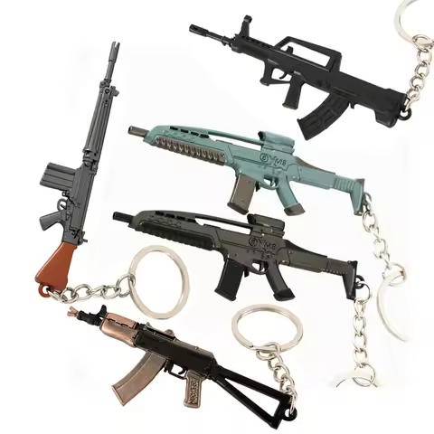 Arena Breakout AKS74U Model Keychains CF Gun FN FAL QBZ95 XM8 Cosplay Key Ring Backpack Pendant Fans