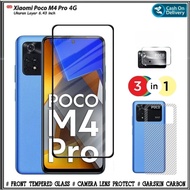 Xiaomi 3IN1 Tempered Glass Package poco M4 Pro 4G, X4 Pro, M5, M5S, F4, F4 GT 5G, C40 + Garskin Carb
