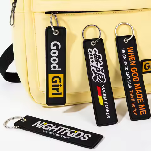 1PCS "Good Girl " Embroidered Keychain Funny Quote Key Fobs For Motorcycles Cars Key Ring Key Holder