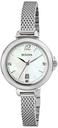 Women 's 96p150ダイヤモンドギャラリーアナログディスプレイ日本クォーツホワイト腕時計