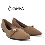 Gisa Women Comfort Slip-On Wedges Pump Shoes - Black/Khaki YZGS4192