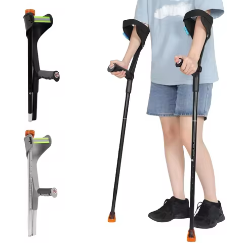 Lightweight Adjustable Forearm Crutches for Adults Foldable Elbow Crutch with Aluminum Cane With Cuf