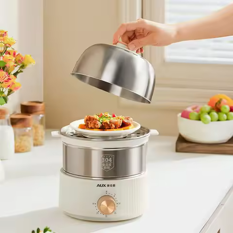 350W Electric Egg Cooker Breakfast Machine Automatic Steamer Egg Boiler with Timer Egg Custard Steam