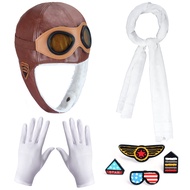 Kids Aviator Costume Accessories Pilot Aviator Hat With Goggles For Halloween Career Day Birthday Co