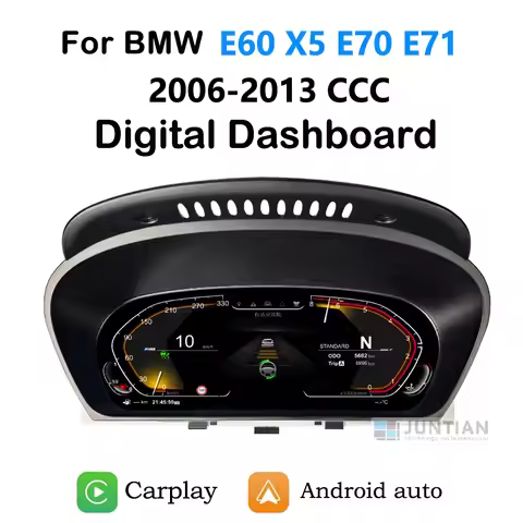 For BMW Digital Dashboard 5 Series E60 X5 X6 E70 E71 2003-2014 Wireless CarPlay and Android Android 