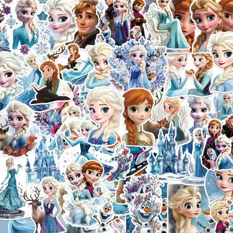 50pcs Cartoon Frozen Elsa Stickers Princess Anna Cute Decal Laptop Phone Fridge Suitcase Diary Scrap