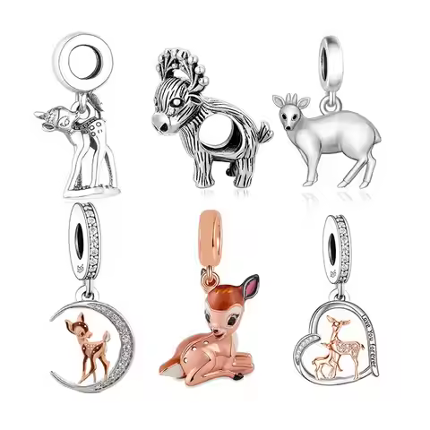 Fit Original Charm Bracelet 925 Sterling Silver Bambie Elk Deer Mother Daughter Love You Pendant Bea