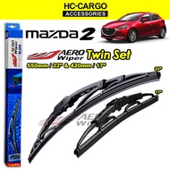 Mazda 2 Aero Wiper (AW) Blade UV Resistant 1 PAIR ECONOMY TWIN Set (U-Hook Type) (17/22) 1PAIR /