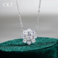 Genuine CKT 18k White Gold Pendant 1ct Diamond Moissanite Necklace Women's Platinum Pt950 Sunflower 