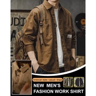 Japanese-style high-end casual cool workwear shirt Men's Spring Long Sleeve Shirt Workwear Jacket Ca