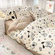 Washed Cotton Sheet Quilt Cover Bed Sheet Pillowcase Student Bedding Piece Set Cartoon Dormitory 34 