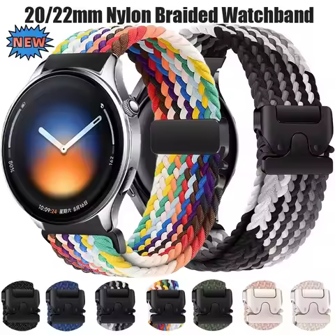 20/22mm Nylon Braided Watchband for Xiaomi Watch 5/S5 S4 Color/OPPO Watch X/X2 Parachute Buckle Brac