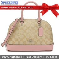 Coach Handbag In Gift Box Mini Sierra Satchel In Signature Canvas Light Khaki / Carnation Pink # F27583