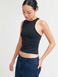 THE NAVY - Pinstriped asymmetric tank top - เสื้อกล้ามเว้าหลังไม่สมมาตร