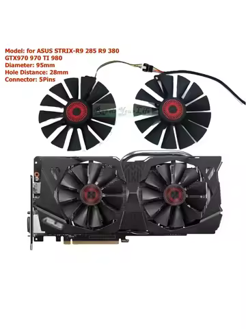 95mm VGA GPU Fans Graphics Card Cooling Fan Cooler for ASUS GTX970 970 TI 980 780 STRIX-R9 285 380 P