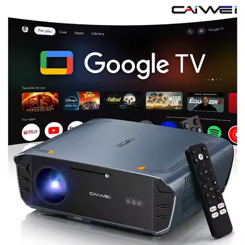 CAIWEI S7+ Projector for Movies 4K 3500 ANSI Android 14 1080P Full HD Google TV Home Theater Auto Fo