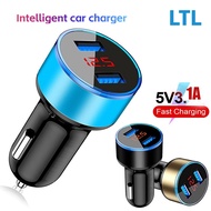 【 Best value for money 】 3.1A USB Car Charger 2-port LED Display Quick Charging Universal Mini C-typ