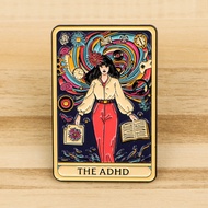 ADHD เข็มกลัดเคลือบไพ่ทาโรต์สำหรับหมวกสตรีปกเข็มกลัดปกคอเสื้ออุปกรณ์คอสเพลย์ของขวัญ