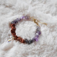 金沙石&amp;紫水晶手鍊| 黃銅18K鍍金手鍊 施華洛世奇