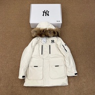 MLB Second Generation Down Jacket Beige Rat Style MLB Goose Down with Fur Collar Overall Down Jacket