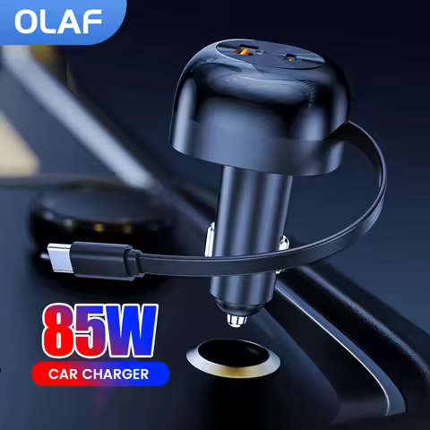 85W Car Charger With Retractable Type C Cable PD USB Type C Car Fast Phone Charger Adapter For Xiaom