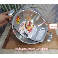 CHẢO SÂU 2 QUAI INOX 304 3 LỚP ĐÁY TỪ TICOOK.Size Từ 20cm Tới 32cm